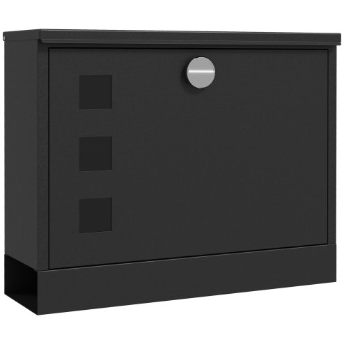 HOMCOM Wall Mounted Letter Box, Weatherproof Post Box for Outside, Modern Mailbox with 2 Keys and Viewing Windows, Easy to Install, 36.5x11.5x29cm, Black
