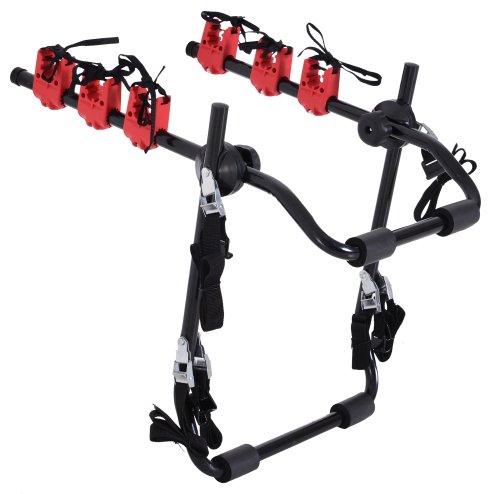 HOMCOM Foldable 3 Bike Carrier Rear Hitch Mount Bicycle Rack W/ Straps Car Trunk SUV Travel Transit