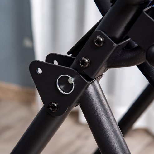 HOMCOM Foldable Gravity Inversion Table, Back Therapy Fitness Bench w/ Soft Ankle Cushions, for Home, Office, Gym - Black