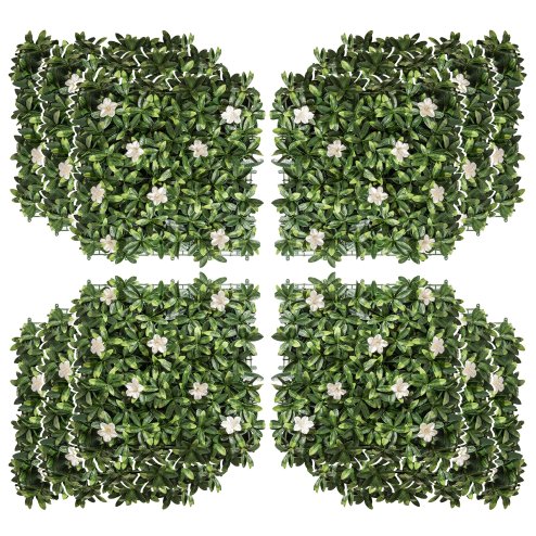 Outsunny 12PCS Artificial Boxwood Wall Panels 50cm x 50cm Rhododendron Privacy Fence Screen Faux Hedge Greenery Backdrop for Home Garden Backyard Balcony