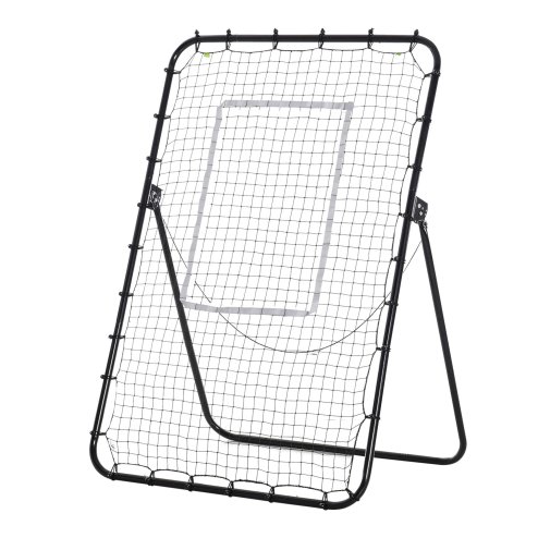 HOMCOM Foldable Football Rebounder Net, Large Football Goal Training Aid Soccer Kickback Target Zone Goal Play Adjustable Angles for  Kids & Adult Black