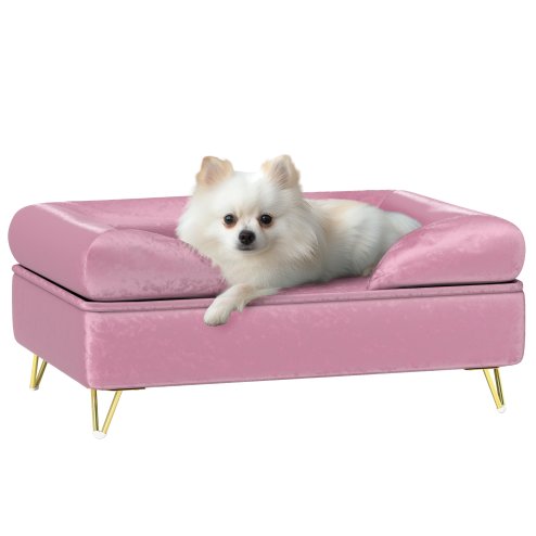 PawHut Dog Sofa Pet Couch Cat Chair with Removable Backrest, Soft Cushion, Washable Cover, for Small and Medium Sized Dogs, Pink