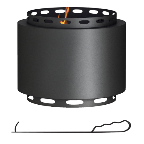 Outsunny Smokeless Fire Pit, 48.5cm Portable Wood Burning Firepit with Poker for Garden Camping Bonfire Party, Metal, Black