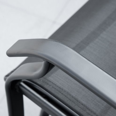 Outsunny Outdoor Double Glider Rocking Chairs with Glass Top Middle Table, Metal Gliding Love Seat Conversation Furniture with Breathable Mesh Fabric Seat, for Garden, Patio, Black