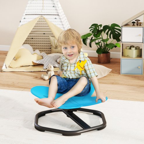 AIYAPLAY Sensory Spinning Chair for Kids, Butterfly-Shaped Swivel Chair for Balance and Coordination Training, Multi-Position Spinning Seat with Non-Slip Base, Blue