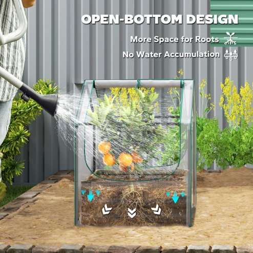 Outsunny Raised Garden Bed with Mini Greenhouse, Outdoor Metal Planter Box with Cover, for Herbs and Vegetables, Use for Patio, Garden, Balcony, Clear and Green
