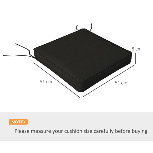 Outsunny Set of 4 Outdoor Seat Cushions with Ties, Water Repellent Seat Pads for Garden Patio Kitchen Office Chairs, Black