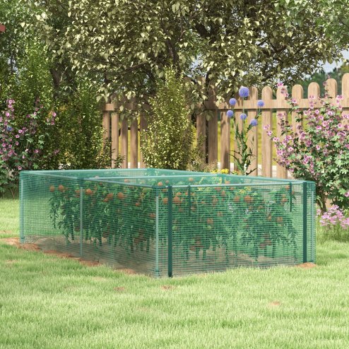 Outsunny 8' x 4' Crop Cage, Plant Protection Tent with Galvanised Steel Frame and Zipped Door, Fruit Cage Netting Cover for Garden and Outdoors Green