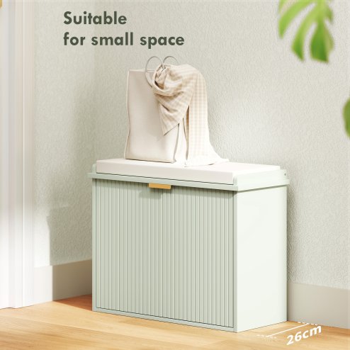 HOMCOM Shoe Bench with Padded Seat Cushion and Flip-Drawer, Shoe Cabinet Holds up to 120kg for Hallway, Entryway and Porch, 62x26x47.5cm