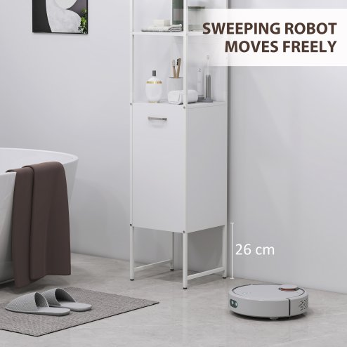 HOMCOM Tall Bathroom Cabinet, Slim Bathroom Storage Cabinet with 3 Open Shelves and Adjustable Shelf, Freestanding Storage Cupboard, 33 x 33 x 185 cm