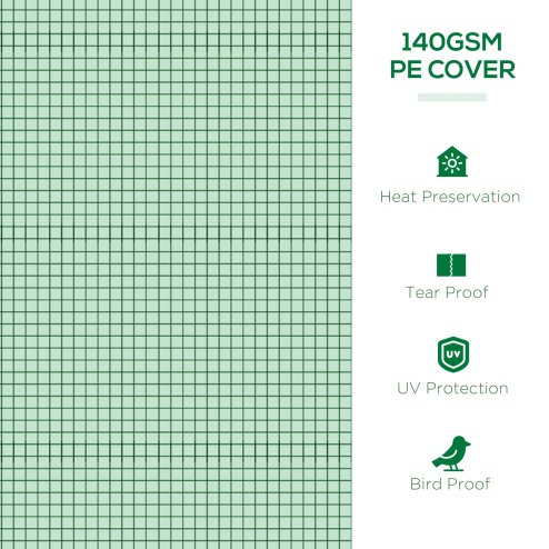 Outsunny PE Mini Greenhouse, 3 M Portable Tunnel Green House with 5 Mesh Windows, Green Grow House Steel Frame for Indoor and Outdoor, Green