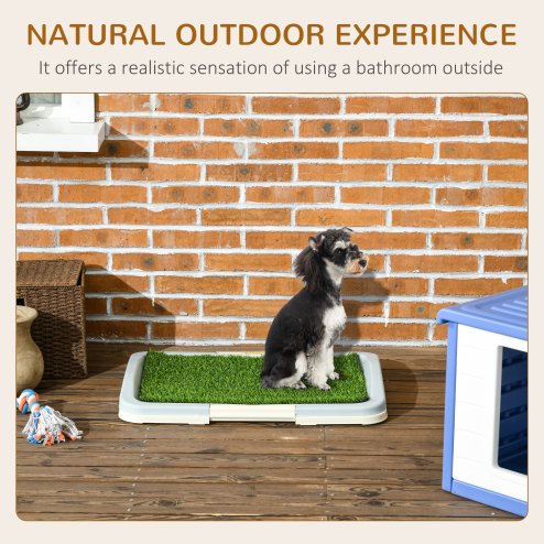 PawHut Dog Toilet, Puppy Training Pad Indoor, Portable Puppy Pad with Artificial Grass, Grid Panel, Tray, 63 x 48.5cm