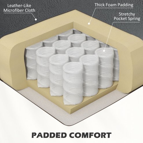 HOMCOM Wingback Push Back Recliner Armchair, Microfibre Cloth Reclining Chair with Leg Rest, Button Tufted, for Home Living Room Theater, Charcoal Grey