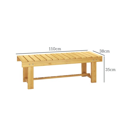 Outsunny 1 Piece 2-seater Outdoor Indoor Wooden Garden Bench Fir Patio Loveseat, 110L x 38W x 35Hcm, Natural