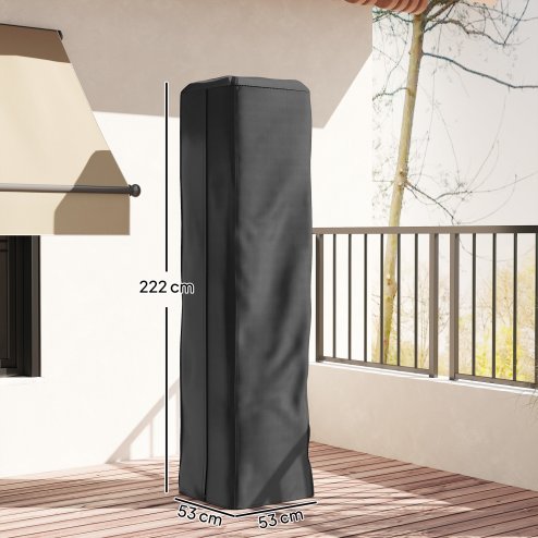 Outsunny Heavy Duty Gas Pyramid Patio Heater Cover, Full Length Outdoor Heater Cover Protector, UPF 30+ Oxford Fabric with Zipper, Black