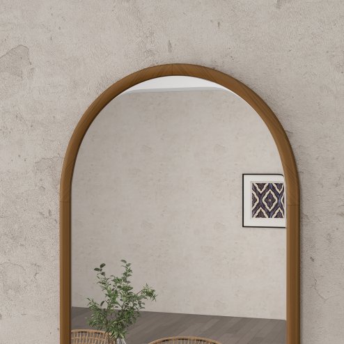 HOMCOM Arched Wall Mirror, 110 x 65 cm Arch Mirror for Living Room, Bedroom, Hallway, Dark Brown