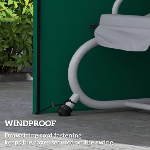 Outsunny 3 Seater Garden Swing Cover, Waterproof Swing Chair Cover, Windproof and Anti-UV 420D Outdoor Swing Bench Cover with Zip, 220 x 125 x 172cm, Green