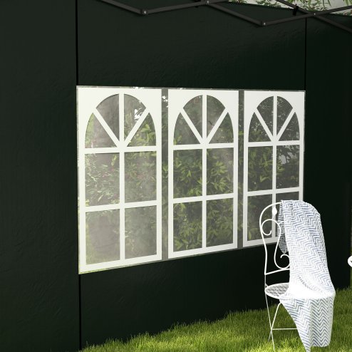 Outsunny Gazebo Side Panels with Window for 3x3(m) or 3x6m Gazebo Canopy, 2 Pack Sides Replacement, Green