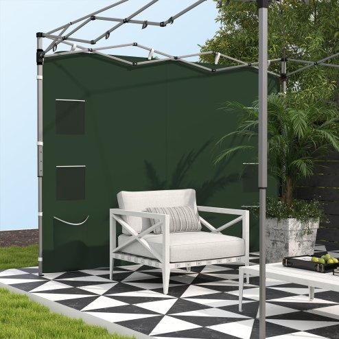 Outsunny Gazebo Side Panel, Canopy Sidewall Panel with 4 Mesh Bags and 2 Storage Pockets for 3 x 3 m Straight Leg Pop Up Gazebos, 1 Pack Sidewall Only, Green