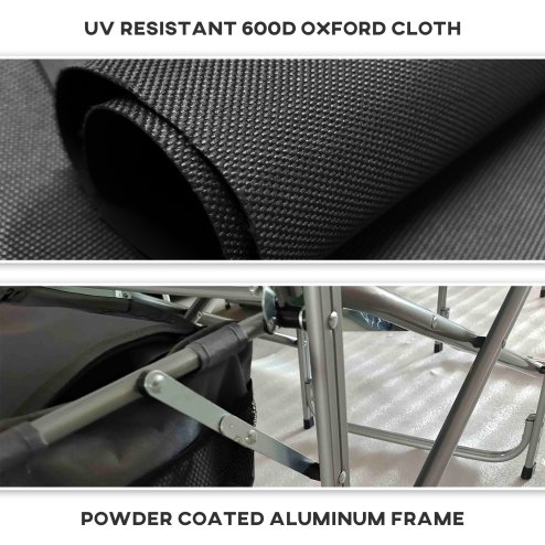 Outsunny Aluminium Directors Chair, Folding Camping Chair for Adults with Side Table, Cup Holder, Cooler Bag and Pocket, Up to 120 kg, Green