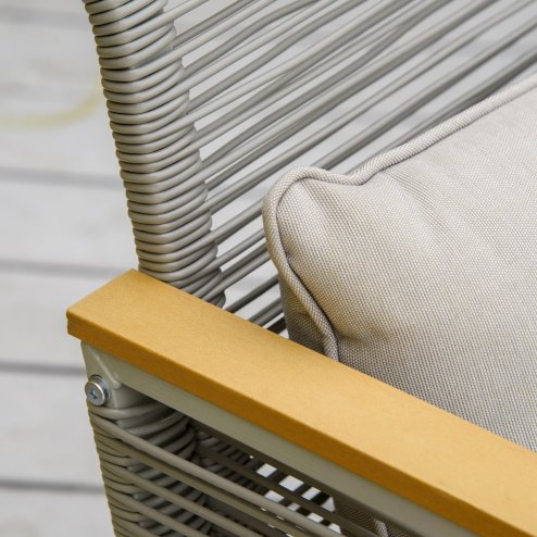 Outsunny 4 Pieces Rattan Garden Furniture Set, Metal Frame Outdoor Furniture Sofa Set with Cushions, Pillows & Tempered Glass Top Table, Wicker Garden Sofa for Conservatory, Patio, Grey