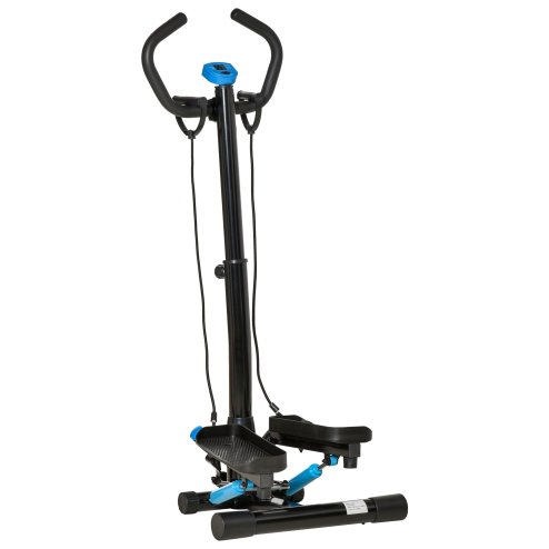 HOMCOM Adjustable Twist Stepper Aerobic Ab Exercise Fitness Workout Machine w/ LCD Screen, Height Adjust Handlebars for Home Gym, Black and Blue