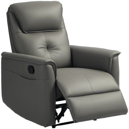 HOMCOM Recliner Armchair with Thick Padded Spring Cushion, Microfibre Manual Reclining Chair with Adjustable Leg Rest, Side Pockets for Living Room, Bedroom, Light Grey