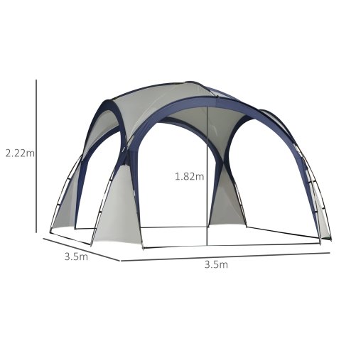 Outsunny 3.5 x 3.5M 6-8 Person Camping Gazebo, Outdoor Event Shelter Dome Tent Garden Sun Shelter Patio Spire Arc Pavilion Camp Sun Shade, Cream and Blue