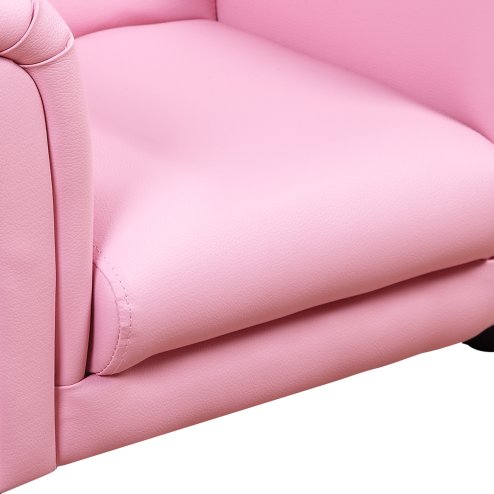 HOMCOM Children's Armchairs Toddler Chair Sofa Single Seater Childrens Armrest w/ Footstool - Pink