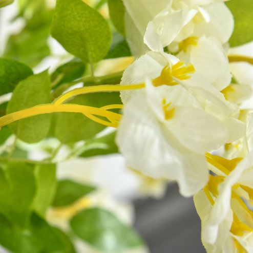 HOMCOM Artificial Realistic White Wisteria Tree Faux Decorative Plant in Nursery Pot for Indoor Outdoor D??cor, 160cm