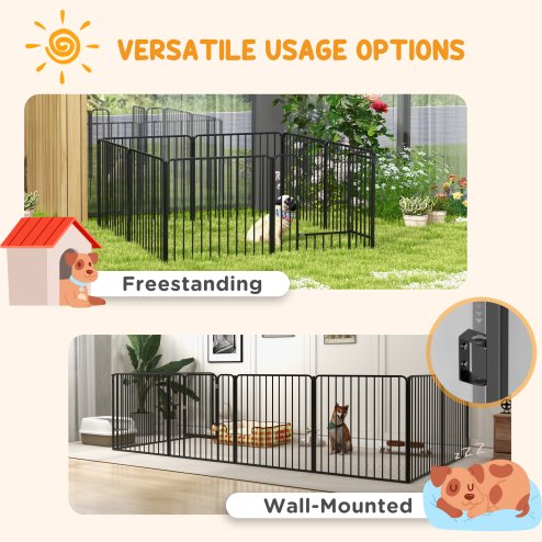 PawHut Heavy Duty Dog Playpen, 8 Panels Dog Pen, 80cm Height Pet Playpen Exercise Pen, with Door, for Small and Medium Dogs