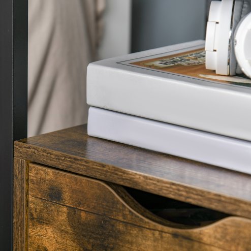 HOMCOM Industrial Side Table with Drawer, Sofa Table, Bedside Cabinet with Storage Shelf, Slim Nightstand for Living Room, Bedroom