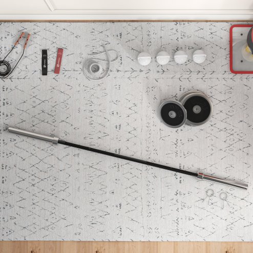 SPORTNOW 7ft 210cm 20kg Barbell Bar with Spring Clips for 5cm Weight Plates, Home Gym Weight Lifting Bar, Up to 200kg