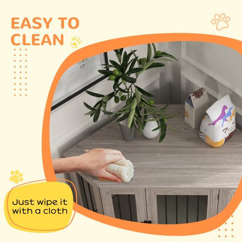 PawHut Dog Crate Furniture, Side Table Dog Kennel with Cushion, Large Door, for Large Dogs - Walnut Brown