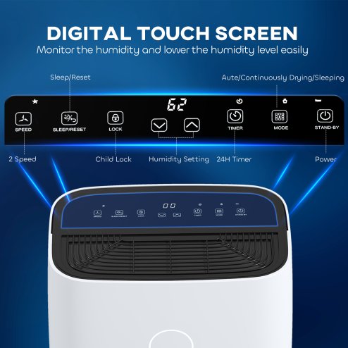 HOMCOM 16L/Day Portable Dehumidifier for Home, with LED Screen, Sleep Mode, 24H Timer, 4L Water Tank, Electric Air Dehumidifier for Damp Laundry Bedroom Basement