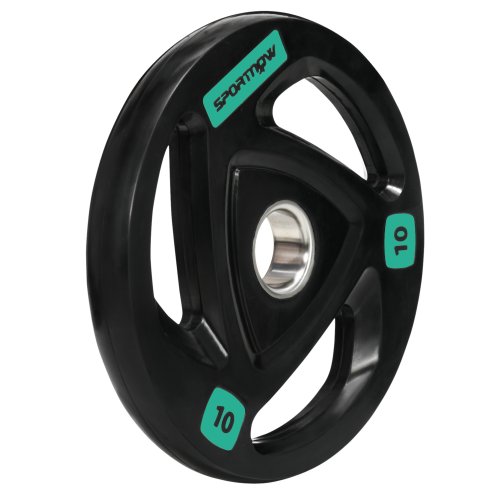 SPORTNOW 2 x 10kg Olympic Weight Plates, Tri-Grip Rubber Coated Barbell Weights Set w/ 2