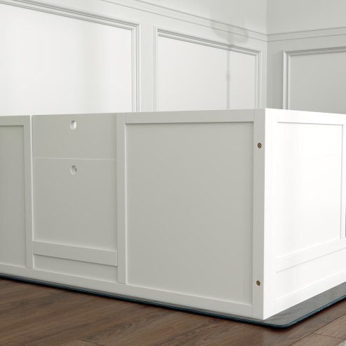 PawHut Whelping Box for Dogs, Dog Whelping Box Dog Playpen Fence Exercise Play Pen with Waterproof Washable Whelping Pad, Adjustable Entrance, Non-Slip Pads, for Large Dogs and Puppies, 124 x 120cm