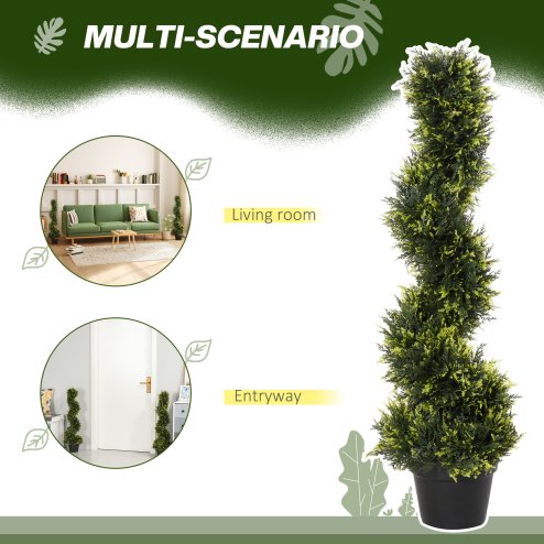 Outsunny 90cm/3FT Artificial Trees, Spiral Topiary Trees w/ Pot Set Of 2, Fake Indoor Outdoor Greenery Plant Home Office Garden Decor Green
