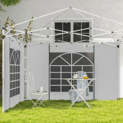 Outsunny Gazebo Side Panels with Windows and Doors, for 3x3(m) or 3x6m Pop Up Gazebo, 2 Pack Sides Replacement, White