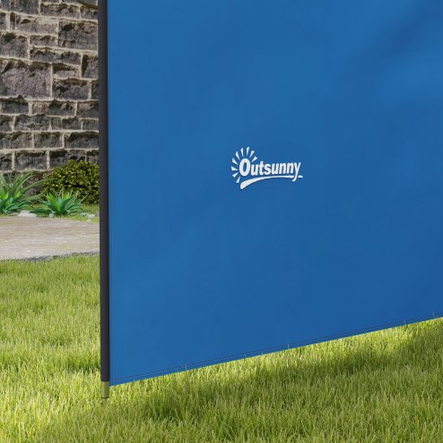 Outsunny 4 Pole Camping Windbreaks, Beach Wind Shield Shelter with Carry Bag and Steel Poles, Outdoor Caravan Privacy Shield, 540cm x 150cm, Blue