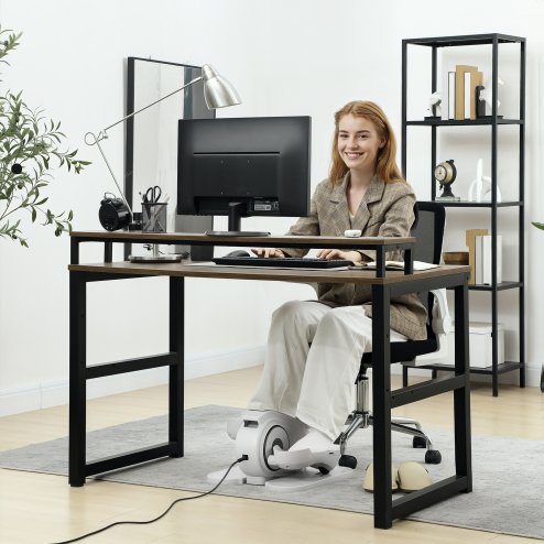 SPORTNOW Under Desk Elliptical Machine, Seated Pedal Exerciser, Mini Elliptical Trainer with LCD Monitor, Remote Control and 10 Adjustable Speed, Quiet & Portable for Seniors, White