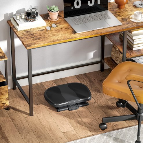 HOMCOM Footrest Adjustable Height & Angle 0-30 Degree for Better Posture at Office Grey