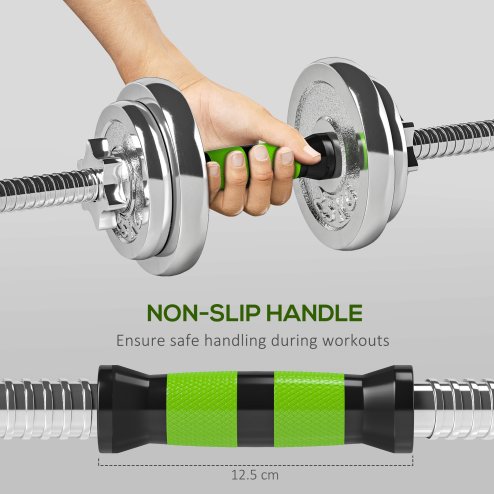 SPORTNOW 20kg Adjustable Weights Dumbbells Set, 2-in-1 Dumbbells and Barbell with Non-Slip Handle, Free Weights Set for Home Gym, Weight Lifting and Strength Training