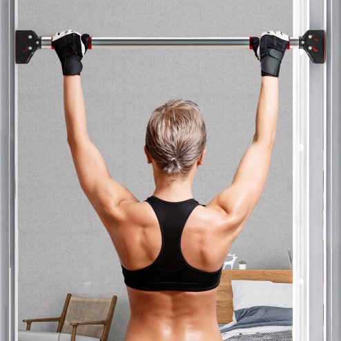 SPORTNOW Pull Up Bar Doorway, No Screws Chin Up Bar, Adjustable Length (75-92cm) for Home Gym Workout, Max Load 200kg