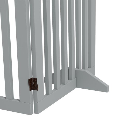 PawHut Freestanding Pet Gate 4 Panel Dog Barrier Folding Safety Fence with Support Feet up to 204cm Long 75cm Tall for Doorway Stairs, Grey