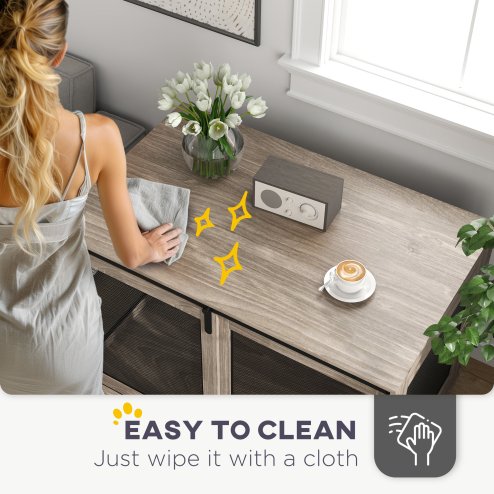 PawHut Dog Crate Furniture, Dog Cage End Table with Sliding Door, Pet Kennel for Extra Large Breeds, 118 x 75.5 x 82cm, Walnut Brown