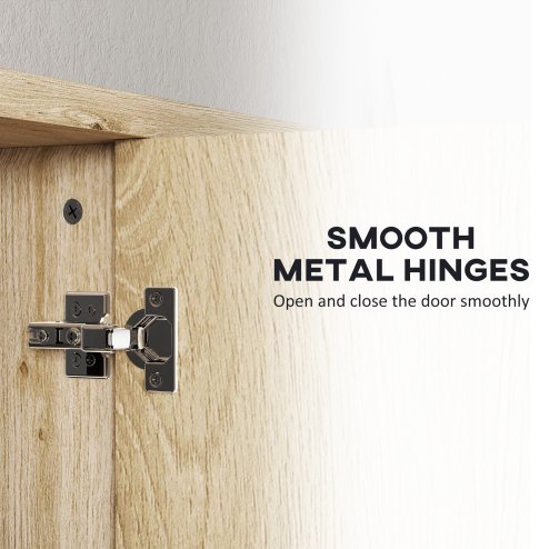 HOMCOM Bathroom Mirror Cabinet, Wall Mounted Bathroom Cabinet with Mirror, 2 Doors and Cupboards, Natural