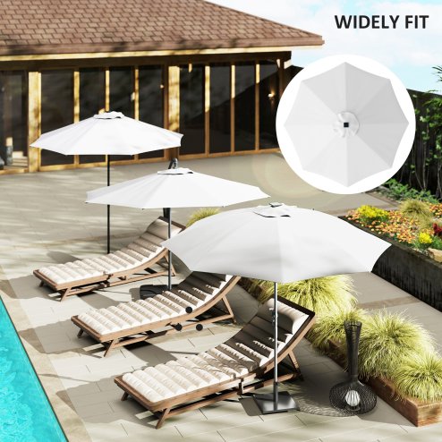 Outsunny 3 m Replacement Parasol Canopy with Top Vent, UPF 50+ Garden Parasol Replacement Canopy, 8 Rib Parasol Cover Replacement Fits Various Frames