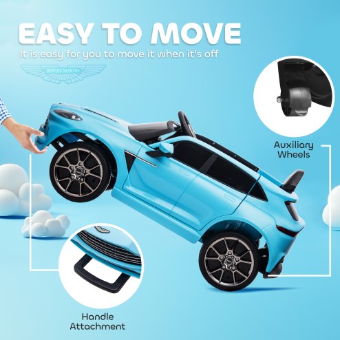 AIYAPLAY Aston Martin DBX Licensed 12V Kids Ride on Car, Kids Electric Car with Remote Control, 4 Suspension Wheels, LED Lights, Music, Horn, Slow Start, for Ages 3-6 Years, Blue