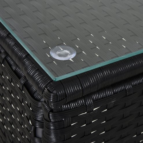 Outsunny 3 Pieces PE Rattan Patio Lounge Chair Set, Outdoor Recliner Lounge Chairs with Wheels, for Outside with Cushions, Headrest, Coffee Table for Garden, Poolside, Black